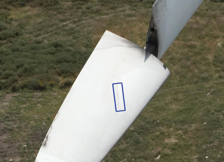 Figure 1. Example of damage missed by a blade expert but detected by AI Perceptual Robotics FIg 1 image20wp24 crop bbox