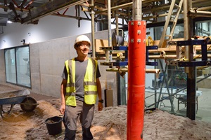 Russell Mayall Oxford University DEng Student in the Fast Flow Facility at HR Wallingford JPG 2