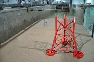 Suction bucket foundations of the type being deployed at Borkum Riffgrund 2 were tested at a scale of 1:32 in HR Wallingford’s Fast Flow Facility Bucket foundation tests at HR Wallingford for Borkum Riffgrund 2