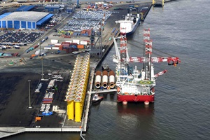 Cuxport is the installation port for the Deutsche Bucht wind farm Cuxport Deutsche Bucht
