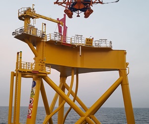 Van Oord installs first jacket foundation on the East Anglia ONE project jacket foundation East Anglia One van Oord