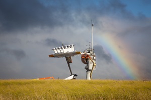 Makani's latest prototype rests on its perch at their test site in Parker Ranch, Hawai’i Makani Hawaii test site