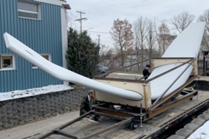 The blades are now being shipped in to the Skyway8 wind farm near Shelbourne, Ontario, Canada PowerCone stress test completed