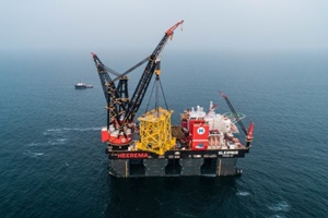 Beta jacket for offshore power socket Hollandse Kust (zuid) installed Beta jacket for offshore power socket Hollandse Kust Zuid installed