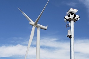 IdentiFlight system tower in a wind farm IdentiFlight Installation