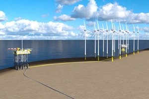 Artist's impression of platform N05-A and the connection to windpark Riffgat Artists impression of platform N05 A and the connection to windpark Riffgat