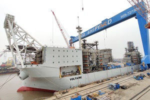 Jan De Nul Group - Jack-up vessel Voltaire launched in China Jan De Nul Group Jack up vessel Voltaire launched in China