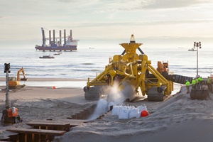Moonfish has returned to Heemskerk beach to bury TenneT's last sea cables (courtesy Jorrit t Hoen) Moonfish has returned to Heemskerk beach to bury TenneTs last sea cables courtesy Jorrit t Hoen