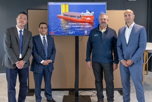 Representatives from Vallianz, Ulstein, Shift and Bureau Veritas attended a signing ceremony held at Ulstein’s office in Rotterdam, in the Netherlands Partners to develop a hybrid heavy transport vessel for offshore wind farms 300 200