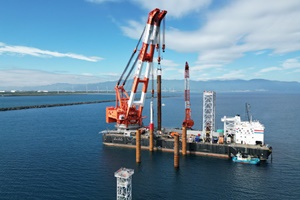 Pattern Energys Ishikari Wind project under construction in Ishikari Bay in Hokkaido Japan