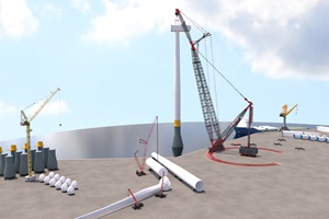 The new SK6,000 fixed jib allows the crane to both launch floating foundations and assemble the towers The new SK6000 fixed jib allows the crane to both launch floating foundations and assemble the towers 300 200