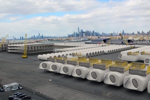 Wind turbine staging operations with the Manhattan skyline in the background (artistic rendition, not final) Wind turbine staging operations with the Manhattan skyline in the background artistic rendition not final 300 200