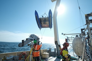 With the Manta Ray G1 measuring system boulders in the seafloor are detected. (© Frank Bauer) With the Manta Ray G1 measuring system boulders in the seafloor are detected