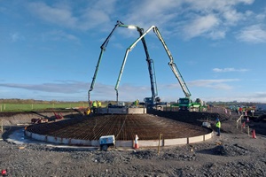 Concrete poured for first of 29 wind turbine bases at Yellow River Wind Farm