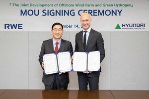 . The signing ceremony in Seoul was attended by Young-joon Yoon, CEO of Hyundai Engineering & Construction (Hyundai E&C), and Sven Utermöhlen, CEO of RWE Offshore Wind Hyundai and RWE sign agreement to jointly develop offshore wind and green hydrogen in South Korea