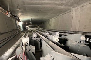 Inside of a typical box girder segmental bridge. The inside is called the cell