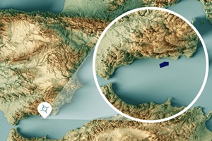 Location of LaPinta floating wind farm off the coast of Andalusia Spain