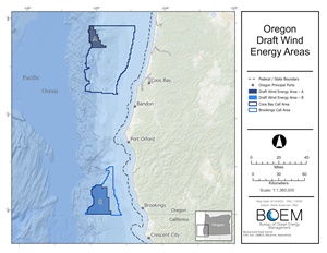 Comment period extended on Oregon draft wind energy areas Map of Oregon draft wind energy areas