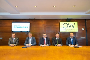 The contract is signed in Madrid by the Navantia Seanergies Vice-president, Javier Herrador, and the CEO of Ocean Winds, Bautista Rodríguez Navantia OW Contract Floaters 2
