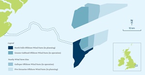 North Falls removes the northern array and reduces the number of turbines North Falls removes the northern array and reduces the number of turbines