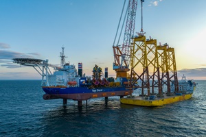 Offshore installation vessel Aeolus installing jackets