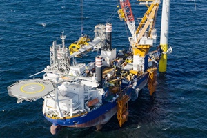 Van Oord installs first turbine at South Fork offshore wind farm 300 200