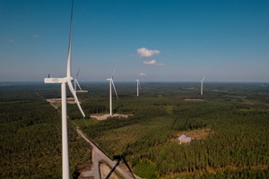 Wind turbines operate at full power in Ilmatar's first hybrid park alajaervi turbines summer 23 2