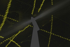 Bird flights around a wind turbine captured by camera systems. The image summarises 5 minutes of video in a single frame. The yellow areas depict birds recorded by the software. Source: Wildlife Imaging Systems hkz study bird collision group wis 590x443 90