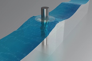 Render of a wave monopile simulation