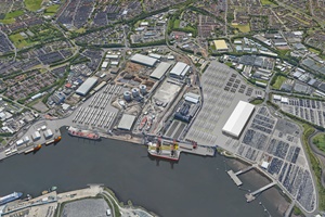 CGI impression of Tyne Clean Energy Park Port of Tyne's development in North East England CGI impression of Tyne Clean Energy Park Port of Tynes development in North East England