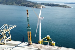 Final wind turbine of the WindFloat Atlantic project leaves port in Spain