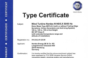 Nordex Group receives IEC type certification for N1495X turbine from TÜV SÜD